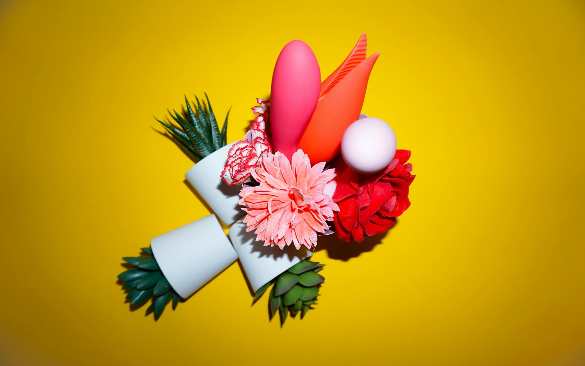 A couple holding a lemon vibrator together, symbolizing shared pleasure and intimacy while managing medication side effects.